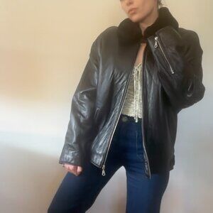 J. Percy for Marvin Richards vintage leather and faux fur  jacket